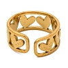 304 Stainless Steel Open Cuff Ring with Rhinestone for Women RJEW-Q822-37G-02-3