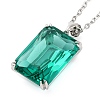 Rectangle Brass Pave Cubic Zirconia Pendant Necklaces for Women NJEW-G156-01P-2