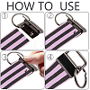 30Pcs 5 Colors Iron Ribbon Ends with Keychain Split Ring IFIN-GF0001-66-6