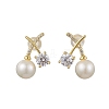 Natural Pearl Ear Studs EJEW-P286-45G-1