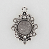 Tibetan Style Filigree Alloy Pendant Cabochon Settings TIBEP-N003-58AS-1