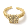 Rack Plating Brass Micro Pave Clear Cubic Zirconia Cuff Ring RJEW-P104-05G-2