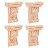 Natural Solid Wood Carved Onlay Applique Craft WOOD-WH0104-39-1