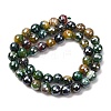 Electroplated Natural Agate Beads Strands G-B191-A07-8mm-19-4