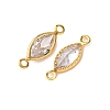 Brass Pave Clear Cubic Zirconia Connector Charms KK-Z121-06G-06-2