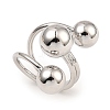 Rack Plating Brass Round Ball Beded Open Cuff Rings RJEW-D009-02P-3