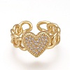 Brass Micro Pave Clear Cubic Zirconia Cuff Rings RJEW-Z003-06G-1