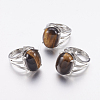 Natural Tiger Eye Wide Band Finger Rings RJEW-K224-A18-3
