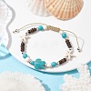Starfish & Tortoise Synthetic Turquoise Braided Bead Bracelet BJEW-JB09967-02-2
