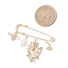 Flower & Bee Iron & Alloy Enamel Charm Brooches JEWB-BR00186-3