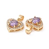 Brass Micro Pave Cubic Zirconia Charms KK-E068-VC444-3