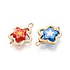 Polymer Clay Flower & CCB Frame Links Connector Charms CLAY-T022-19A-2