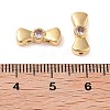 Brass Pave Pink Cubic Zirconia Bowknot Multi-Strand Links KK-B102-37B-01G-3