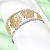 29MM Two Tone 304 Stainless Steel Hollow Flower Cuff Bangles for Women SA-CBAB767-25GP-1