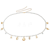 Natural Shell  and Iron Starfish Tassel Imitation Pearl Link Chain Waist Chains for Women AJEW-CP0011-35B-1