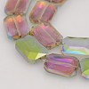 Rectangle Electroplate Rainbow Plated Glass Beads Strands EGLA-P002-F07-2