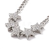 Clear Cubic Zirconia Star Pendant Necklace with Brass Curb Chains for Women NJEW-E042-01P-2