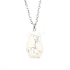 Natural Howlite Halloween Coffin Pendant Necklace with Platinum Alloy Chains PW-WG29489-03-1