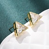Brass Micro Pave Clear Cubic Zirconia Stud Earrings EJEW-C174-02F-G-2