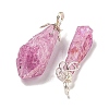 Electroplated Platinum Palted Copper Wire Wrapped Natural Quartz Crystal Pendants G-L133-07F-3