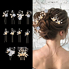 2 Sets 2 Styles Floral Brass Hair Combs OHAR-ME0001-04-1