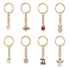 8Pcs Alloy Enamel Pendants Keychain KEYC-SW00003-02-1