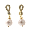 Natural Pearl Dangle Ear Studs EJEW-L099-01G-4