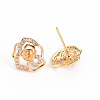 Brass Micro Pave Clear Cubic Zirconia Stud Earring Findings KK-S356-239-NF-2