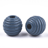Painted Natural Wood Beehive Beads WOOD-S049-04A-03-2