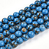 Synthetic Gold Line Turquoise Beads Strands G-A255-A03-04A-4