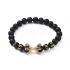 Natural Black Agate(Dyed) Beads Stretch Bracelets BJEW-JB04801-02-1