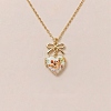 Brass Enamel Bowknot Angel Heart Photo Locket Pendant Necklaces for Women KK-CBAF5B9-03G-1