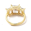 Clear Cubic Zirconia Rectangle Adjustable Ring RJEW-I087-10G-3