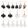 ANATTASOUL 8 Pairs 8 Style Halloween Ghost Enamel Dangle Earrings Sets EJEW-AN0002-51-1