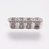 Brass Micro Pave Cubic Zirconia Spacer Bars KK-I614-038C-P-1