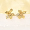 Flower Brass Micro Pave Cubic Zirconia Stud Earrings EJEW-B148-08C-G-1