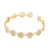 Brass Micro Pave Clear Cubic Zirconia Smiling Face Open Cuff Bangles for Women BJEW-S147-24G-2