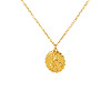 304 Stainless Steel Embossed Flower Oval Pendant Necklaces for Women WGAFB1B-01-3
