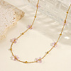 Glass Wrapped Flower Stainless Steel Handmade Link Chain Necklace Jewelry Accessory ZJ4329-3-1