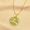 304 Stainless Steel Hollow Tree of Life Pendant Necklaces NJEW-S007-15G-1