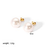 Elegant Titanium Steel Imitation Pearl Stud Earrings NB5919-6-1