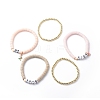 5Pcs 5 Style Word Kiss Love Me Acrylic Stretch Bracelets Set with Heart Rose Enamel Charms BJEW-JB08681-4