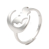 Non-Tarnish 304 Stainless Steel Moon with Bat Adjustable Ring for Women LS-RJEW-M149-04P-3