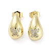 Teardrop Rack Plating Brass Cubic Zirconia Stud Earrings for Women EJEW-B047-02G-08-1