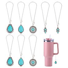 Tibetan Style Alloy with Synthetic Turquoise Wine Glass Charms AJEW-AB00023