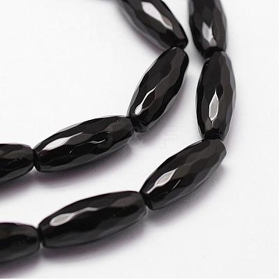Natural Black Onyx Beads Strands G-P161-28-16x6mm-1