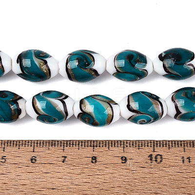 Handmade Gold Sand Lampwork Beads Strands LAMP-Q041-09B-1