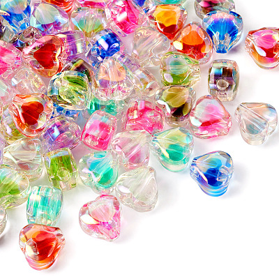 72Pcs 9 Colors UV Plating Rainbow Iridescent Acrylic Beads OACR-TA0001-48-1
