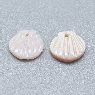 Natural White Shell Mother of Pearl Shell Charms X-SSHEL-S260-097C-1