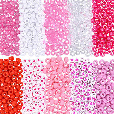1200Pcs 10 Styles Opaque Plastic and Opaque Acrylic Beads KY-PA0001-15A-1